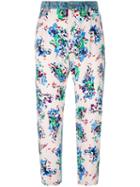 Msgm Floral Print Jeans, Women's, Size: 42, Blue, Polyester/cotton