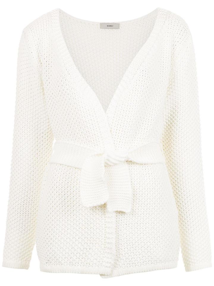 Egrey Drawstring Tricot Coat - White