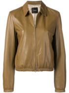 Theory Zipped Leather Jacket - Brown