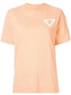 Tu Es Mon Trésor Embroidered Rose Patch T-shirt - Pink