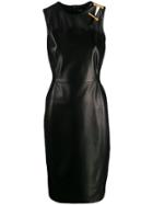 Versace Safety Pin Fitted Sleeveless Dress - Black