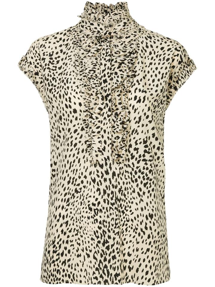Haider Ackermann Ruffle Detail Animal Print Blouse - Nude & Neutrals