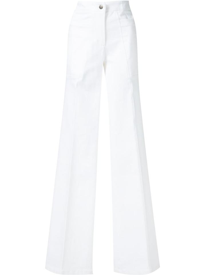 Derek Lam Bootcut Trousers, Women's, Size: 40, White, Cotton/spandex/elastane
