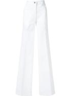 Derek Lam Bootcut Trousers, Women's, Size: 40, White, Cotton/spandex/elastane