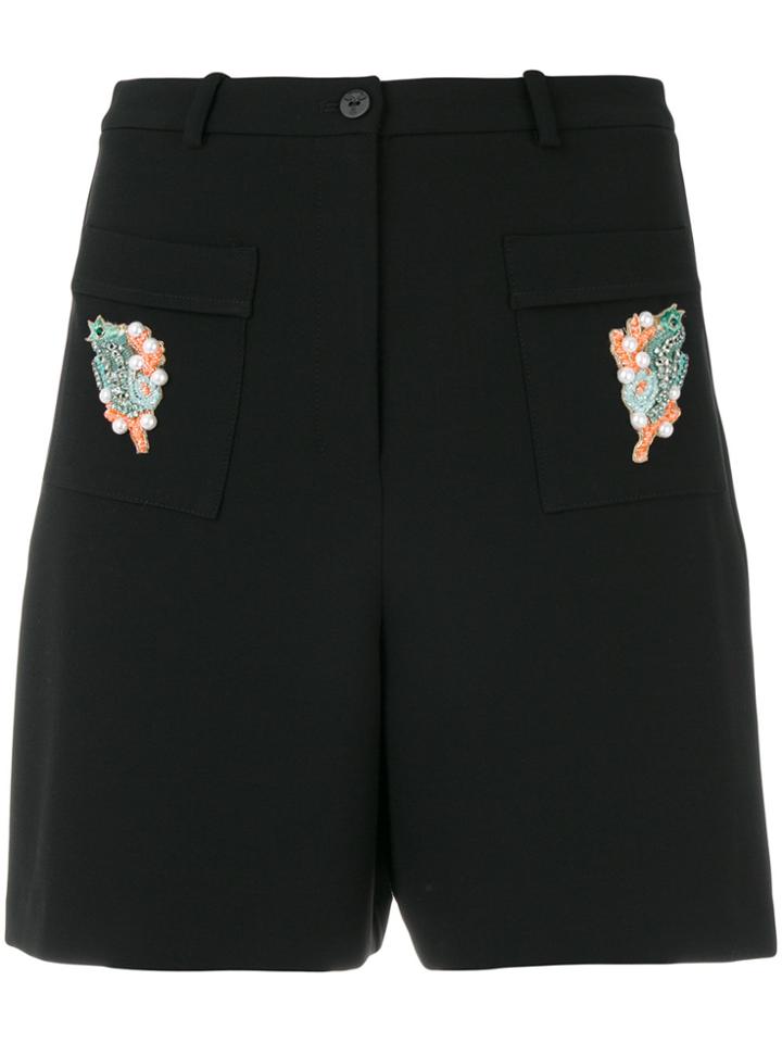 Vivetta Embroidered Fishes Shorts - Black