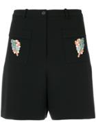 Vivetta Embroidered Fishes Shorts - Black
