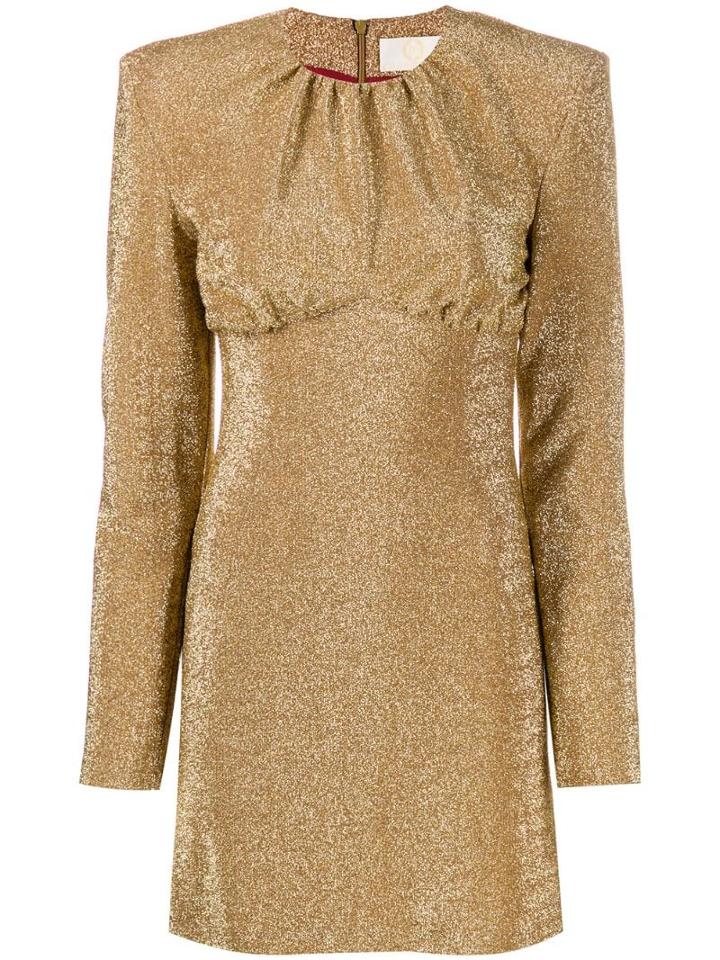 Sara Battaglia Structured Shoulders Dress - Gold
