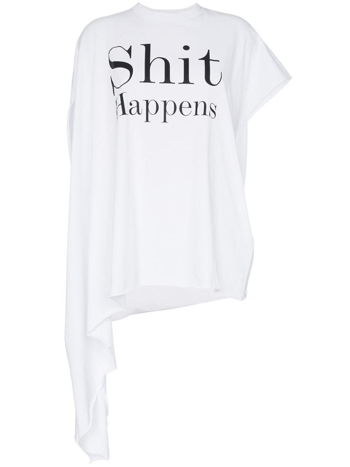 Christopher Kane Asymmetrical 'shit Happens' T-shirt - White