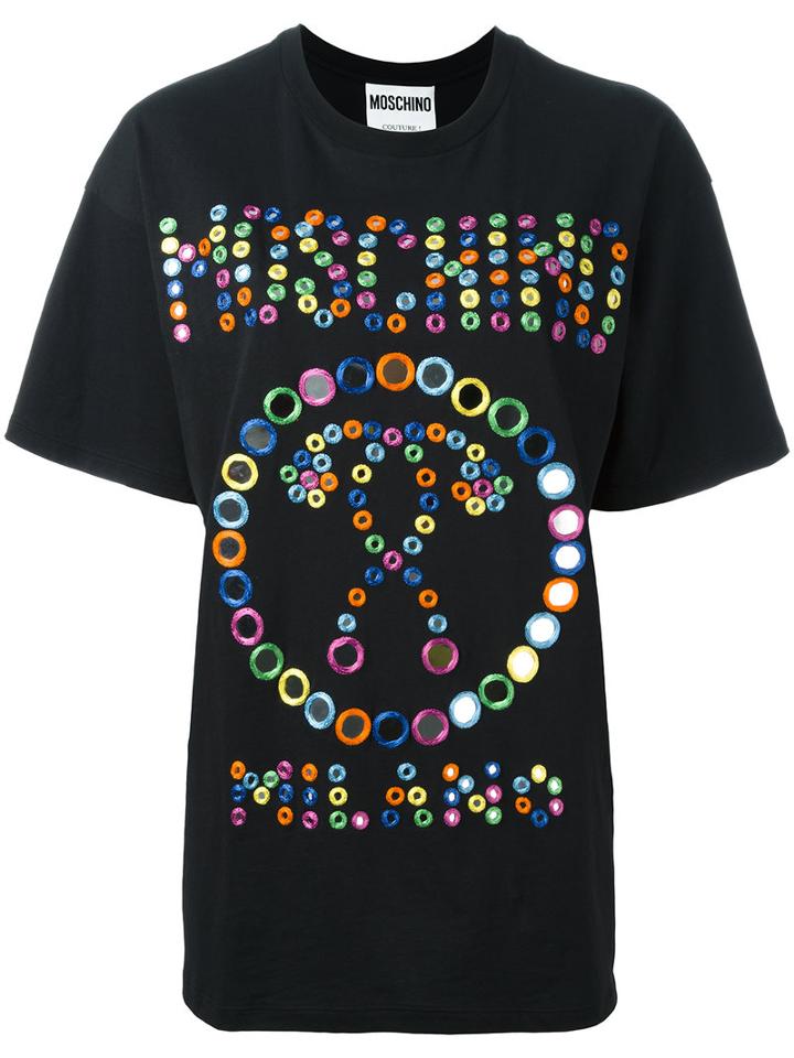 Moschino Logo Print T-shirt, Women's, Size: Xxs, Black, Cotton
