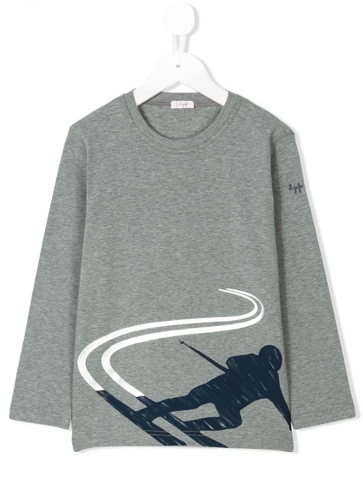 Il Gufo Ski Print Long Sleeve T-shirt - Grey