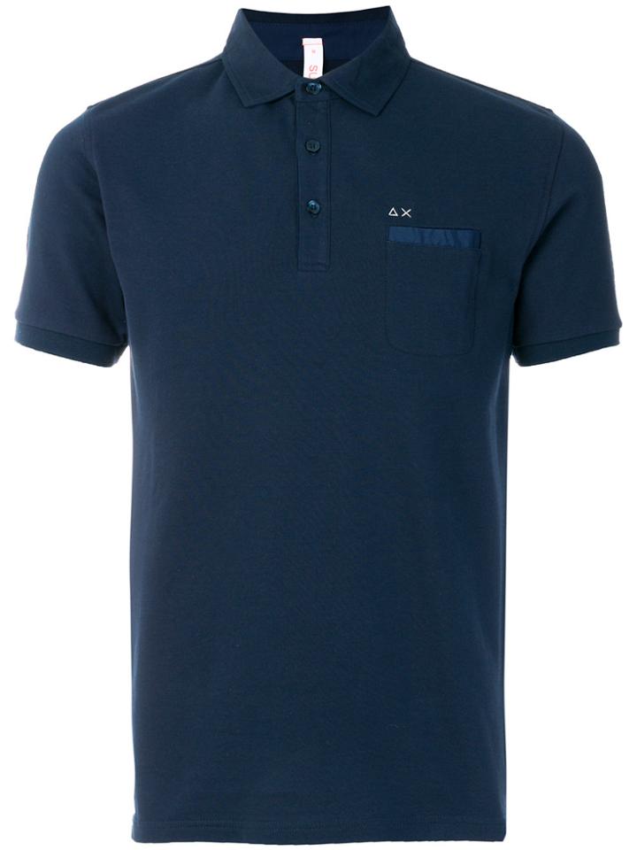 Sun 68 Logo Embroidered Polo Shirt - Blue