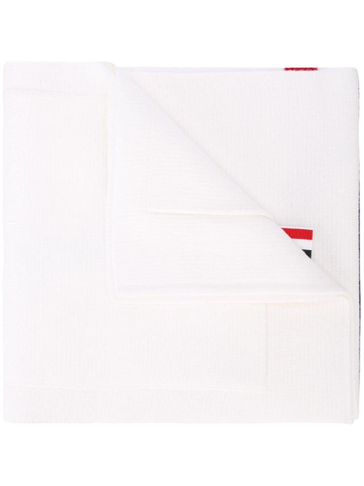 Thom Browne 4-bar Striped Scarf - White