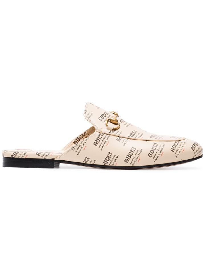 Gucci Princetown Invite Print Leather Loafers - Nude & Neutrals