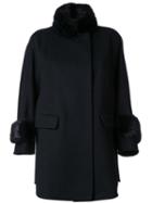 Ermanno Scervino Fur Collar And Cuffs Coat, Women's, Size: 42, Black, Virgin Wool/angora