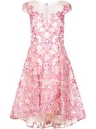 Marchesa Notte Embroidered Flower Dress - Pink & Purple