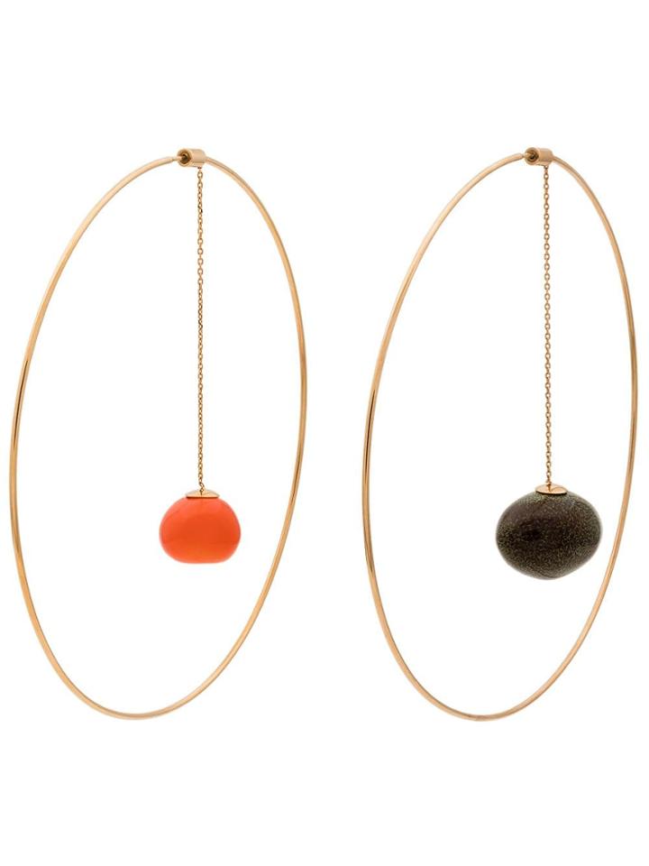 Jacquemus L'orange Dangling Pendant Hoop Earrings - Gold
