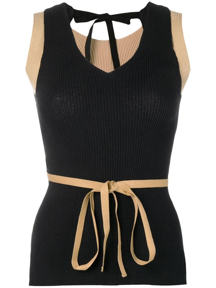 Mm6 Maison Margiela Tie Waist Tank Top - Black