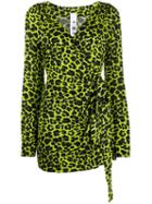 Ultràchic Leopard Print Wrap Dress - Green