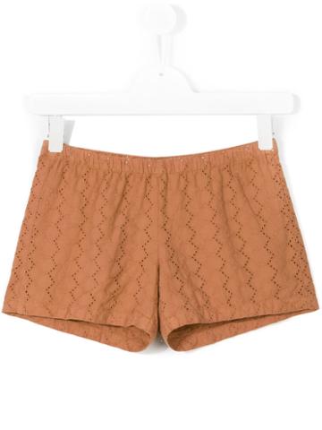 Hartford Kids Floral Embroidered Shorts, Girl's, Size: 14 Yrs, Brown
