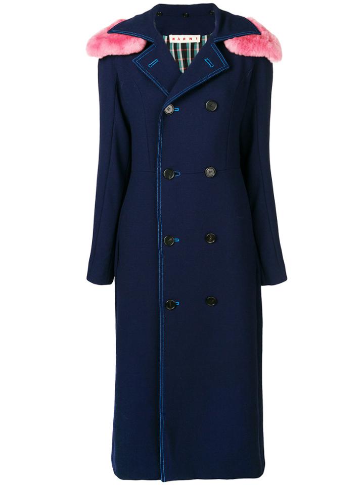 Marni Contrast Hood Coat - Blue