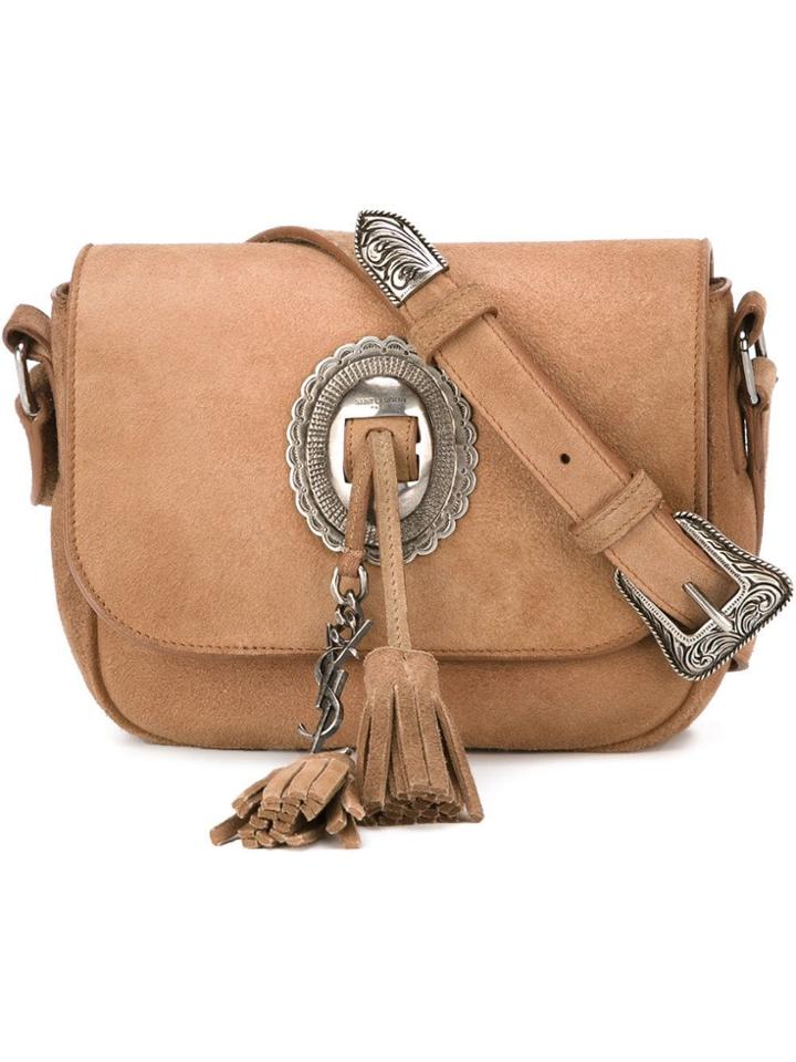 Saint Laurent Small 'kim' Crossbody Bag - Neutrals