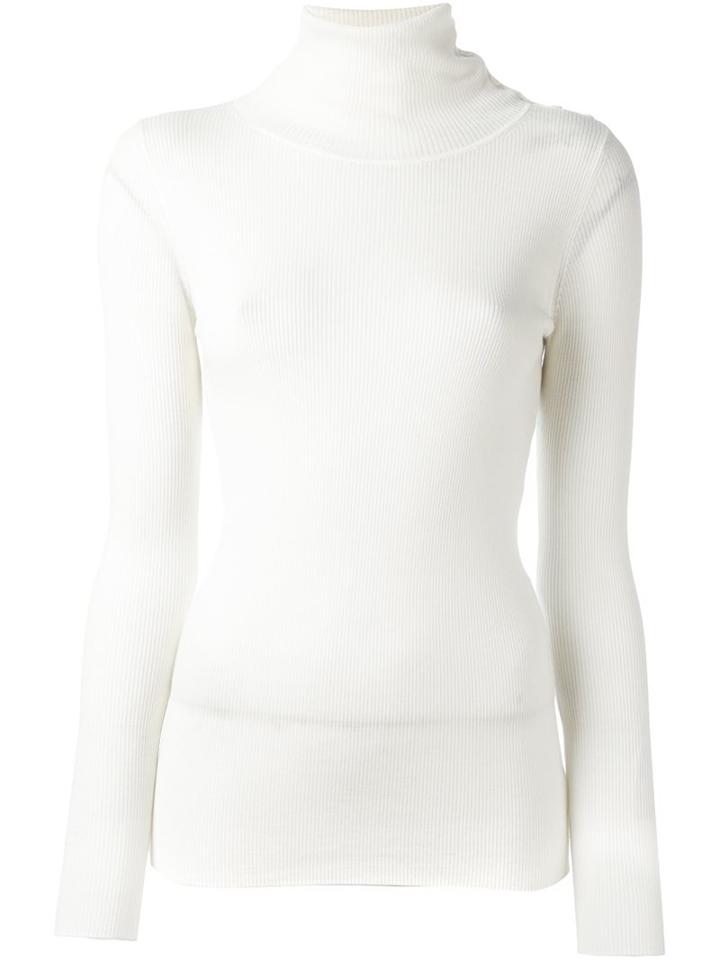 Theory Ribbed Roll Neck Sweater, Women's, Size: Small, White, Merino