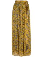 Isabel Marant Étoile Floral Chiffon Skirt, Women's, Size: 36, Yellow/orange, Silk/viscose