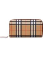 Burberry Vintage Check And Leather Ziparound Wallet - Yellow & Orange