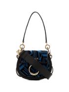 Chloé Leather Tess Small Embroidered Shoulder Bag - Black
