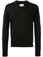 Maison Margiela Elbow Patch V-neck Jumper - Black