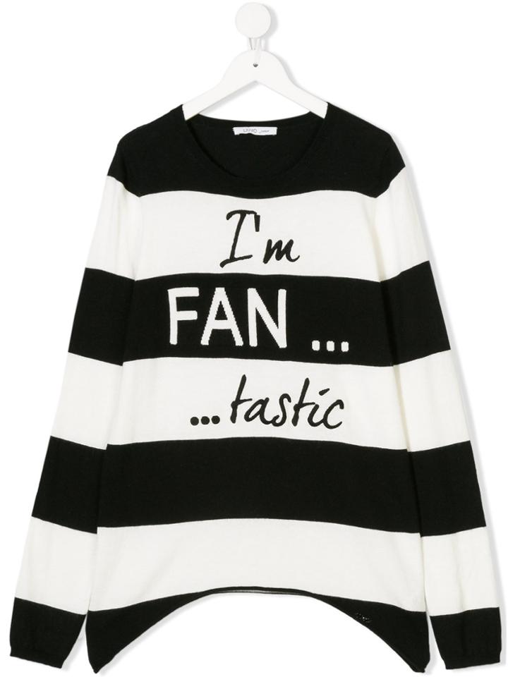 Liu Jo Kids Long Sleeved Striped Sweater - White