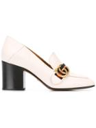 Gucci Gg Web Mid-heel Loafer Pumps - White