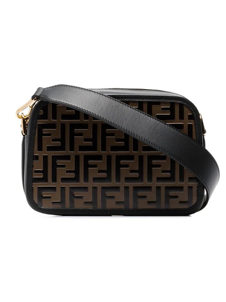 Fendi Brown And Black Logo Leather Cross Body Bag