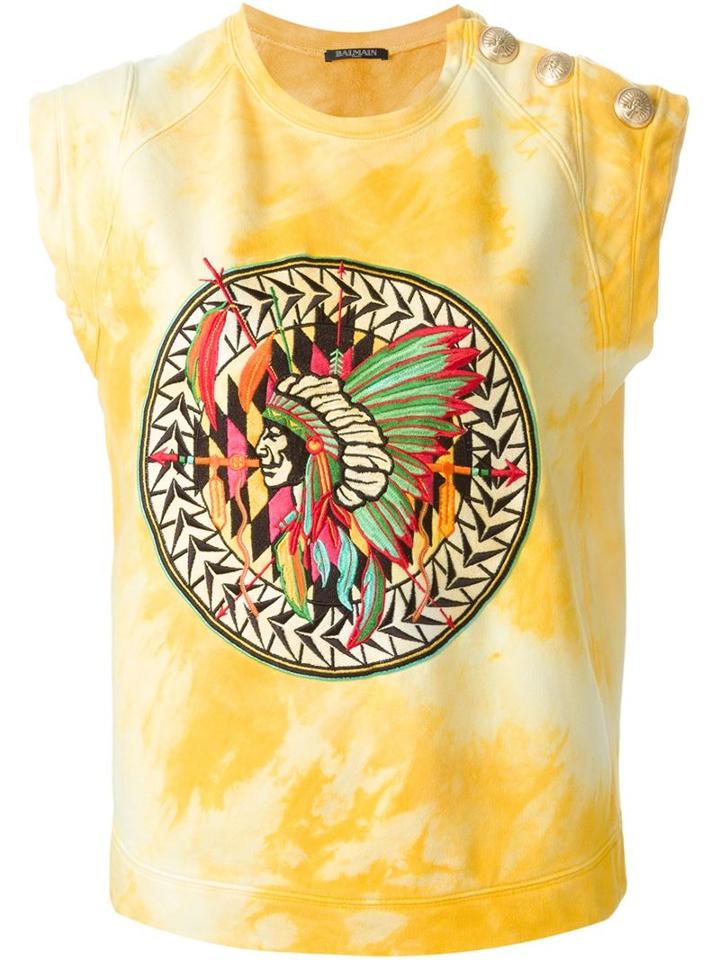 Balmain Embroidered Tie Dye T-shirt