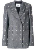 Msgm Embellished Pinstripe Suit Jacket - Grey