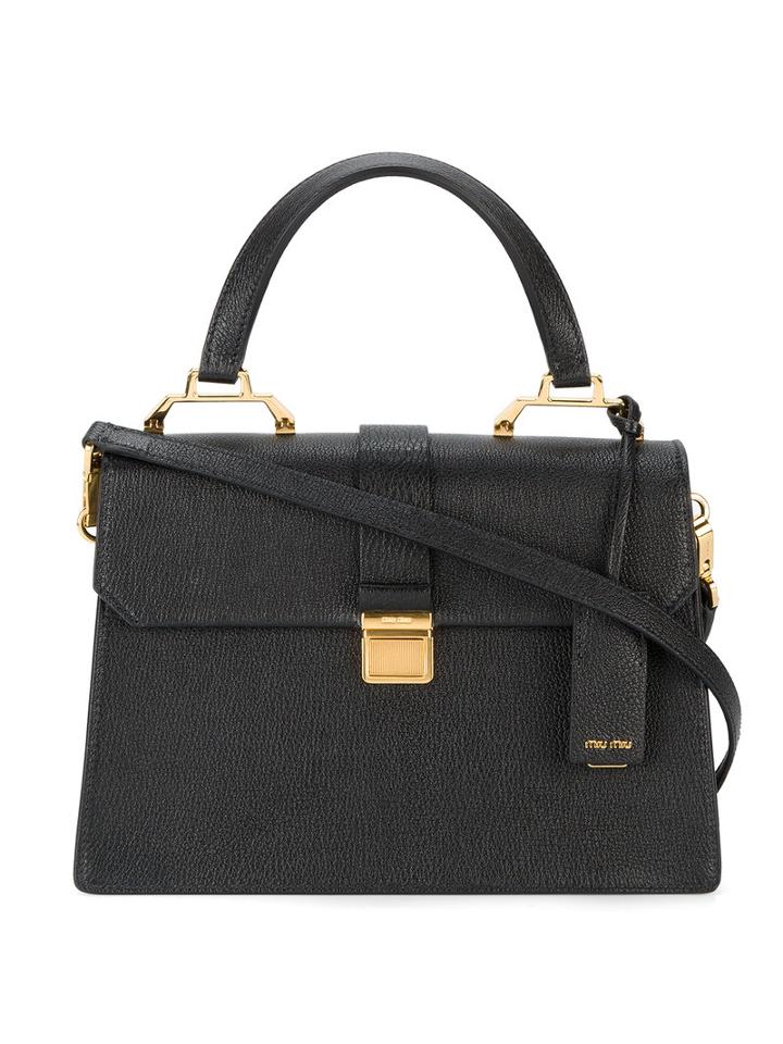 Miu Miu Madras Handbag, Women's, Black, Leather