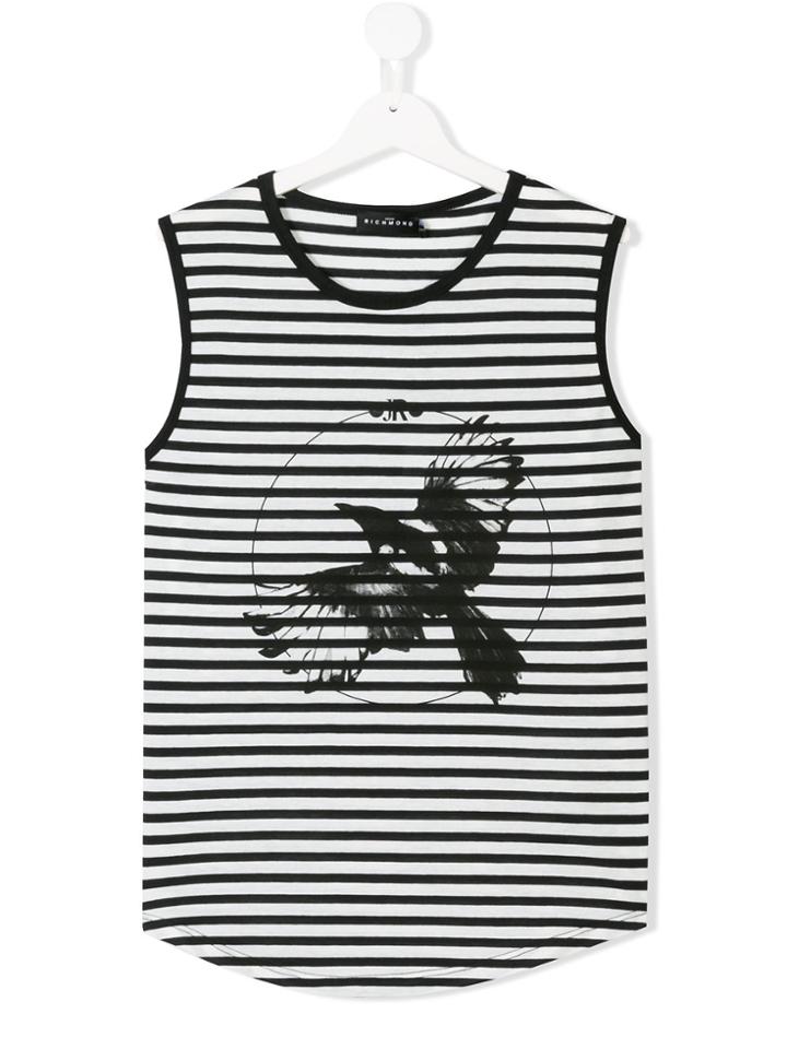 John Richmond Kids Striped Bird Print Tank Top - Black