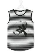 John Richmond Kids Striped Bird Print Tank Top - Black