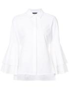 Josie Natori Flute Sleeved Shirt - White