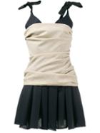 Jacquemus Sleeveless Pleated Mini Dress, Size: 38, Blue, Wool/virgin Wool/cotton