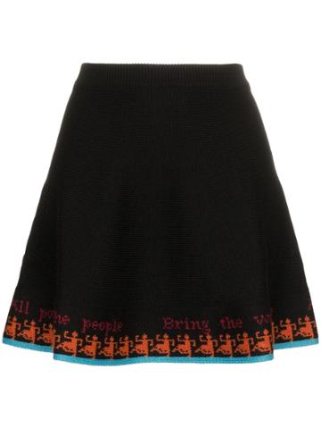Rudi Gernreich Colour-block Flared Mini Skirt - Black