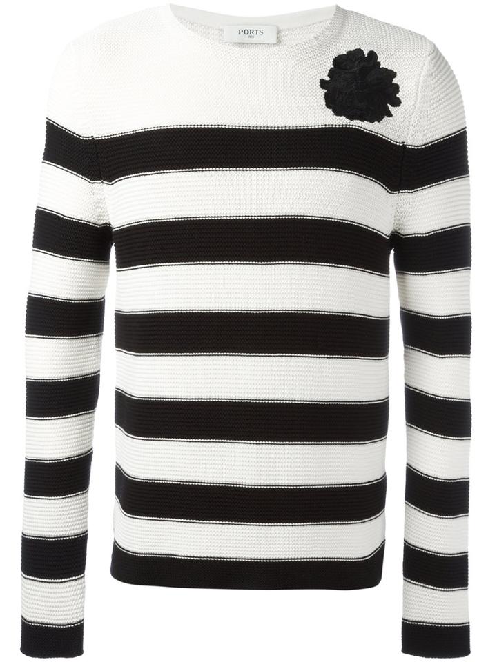 Ports 1961 Striped Jumper, Men's, Size: Xs, White, Cotton