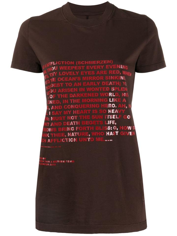 Rick Owens Drkshdw Text Print T-shirt - Brown