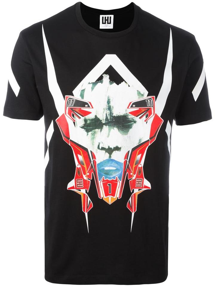 Mask Print T-shirt, Men's, Size: Xxl, Black, Cotton, Les Hommes Urban
