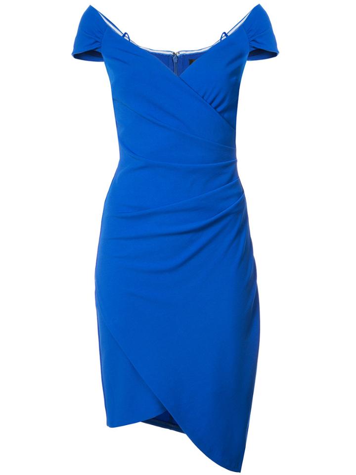 Nicole Miller Off Shoulder Fitted Dress - Blue