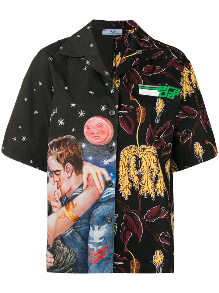 Prada Printed Loose Shirt - Black
