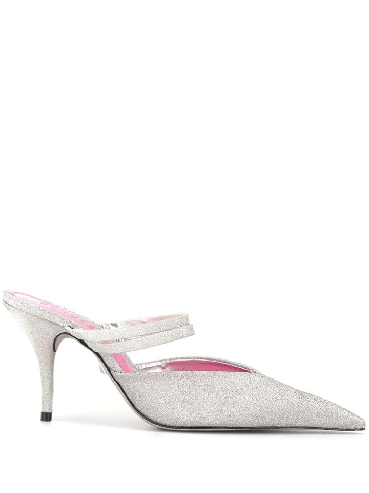 Schutz Mini Shine Mule Sandals - Silver