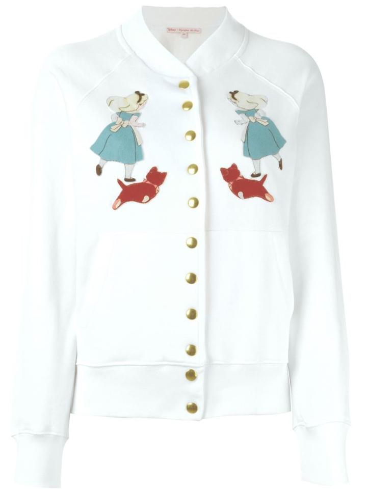 Olympia Le-tan 'alice In Wonderland' Patch Jacket, Women's, Size: 38, White, Cotton/wool Felt