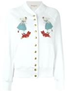 Olympia Le-tan 'alice In Wonderland' Patch Jacket, Women's, Size: 38, White, Cotton/wool Felt