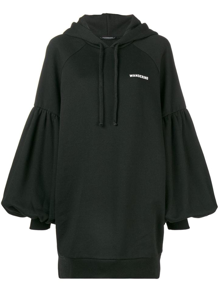 Wandering Balloon Sleeve Hoodie - Black